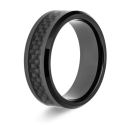Minimalist man minimalist in black stainless steel with carbon fiber central ribbon and beveled edges.