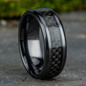 Man Ring Man Black Stainless Steel and Carbon Central Band Presented