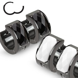 PAR DE PENDIENTES PARA HOMBRE MUJER ACERO CON DIAMS CLIPS NUEVO NEGRO o BLANCO 0105