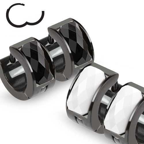 PAR DE PENDIENTES PARA HOMBRE MUJER ACERO CON DIAMS CLIPS NUEVO NEGRO o BLANCO 0105