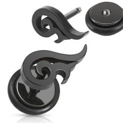 Paar Ohrring Mann Frau Teel Steel Flec Puise Black Tribal Faux Piercing Neue 76