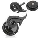 PAIR OF EARRING MAN WOMAN TEEN STEEL CHIP ROUND BLACK TRIBAL FAKE PIERCING NEW 76
