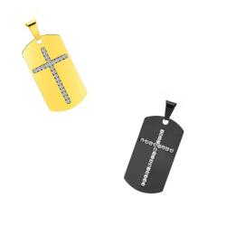 Herren-Halskette mit Militär-Kreuzplatten-Anhänger, Stahlfarbe Ihrer Wahl