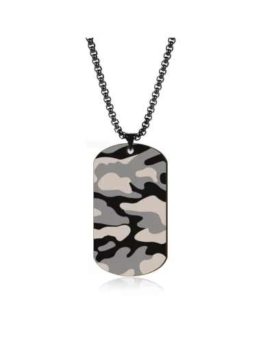 Men's military plate camouflage steel pendant necklace, chain included