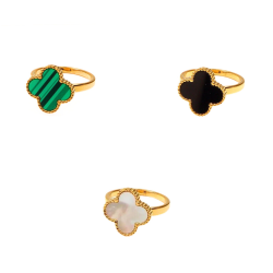 Ring Ring Frau Edelstahl Gold mit Gold Feinklee Farbe Wahl