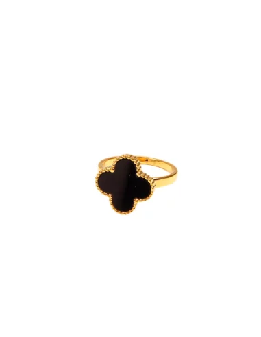 Women's stainless steel ring gilded with fine gold clover color of your choice