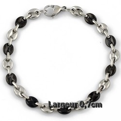 JOYERÍA PARA HOMBRE MUJER JOYERÍA DE LUJO PULSERA DE GRANO DE CAFÉ 20 CM EN ACERO 316L NEGRO NUEVO