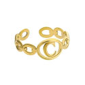 Open ring adjustable ring for women in fine gold-plated steel letter C