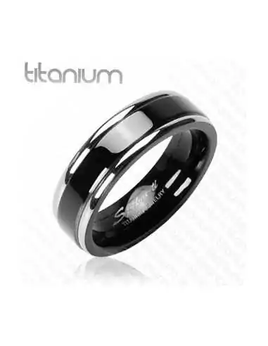 RING RING FOR MEN TITANIUM WITH A BLACK PLATED BAND NEW 0628