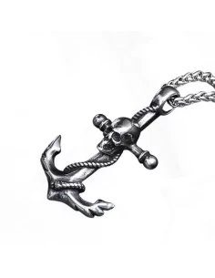 Totenkopf Anhänger verziert mit gekreuzten Schwertern Halskette