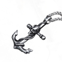 Men's Anchor Skull Pendant Necklace Stainless Steel Chain Included