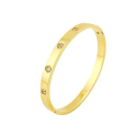 Bracciale rigido da donna in acciaio color oro con zirconi