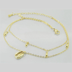 Anklet chain bracelet for women, gilded steel with fine gold coffee beans