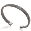 Bracelet femme jonc ouvert rigide acier inoxydable maille milanaise