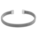 Bracelet femme jonc ouvert rigide acier inoxydable maille milanaise à plat