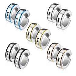Fake piercing pair of hoop earring for teenage men, non-pierced steel, color of your choice