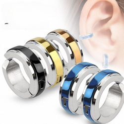Pair False Earrings Creole Men Woman Unrealized Color Pierced Steel