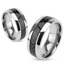 Anello anello da uomo in fibra di carbonio a tungsteno e nero
