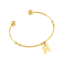 Bracelet jonc ouvert femme ajustable acier doré or fin breloque amoureux