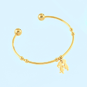Pulsera abierta ajustable para mujer, acero dorado, oro fino, charm de los amantes