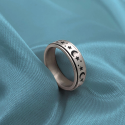 Anello anello bambino ragazza donna in acciaio rotante antistress luna stella su tessuto