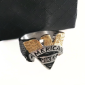 Men's signet ring in steel and gold plated American biker eagle symbol with box