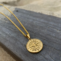 Collana da uomo con pendente bussola, catena cubana di mare sabbia dorata, acciaio