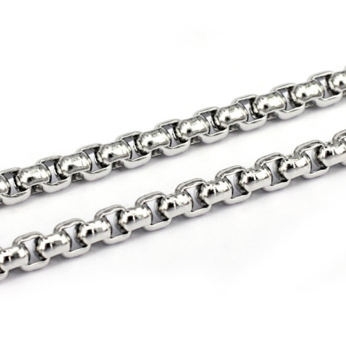 Chaine homme acier maille écrasée grains de blé box 60cm 7mm vue de près