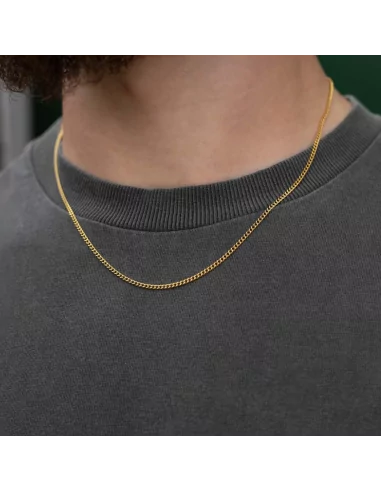 Men's fine gold steel necklace chain with Cuban mesh links 60cm diameter of your choice