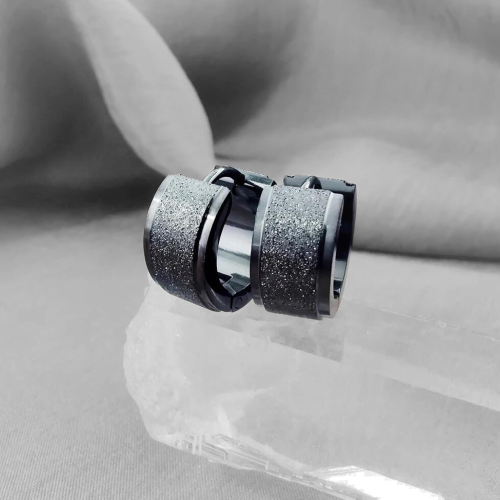 Paar große Stirnband-Ohrringe aus Stahl mit sandgestrahltem Effekt für Damen und Herren