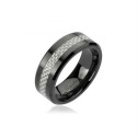 Herren-Keramik-Herrenringring Black & Neuve Damier Carbon Faserband