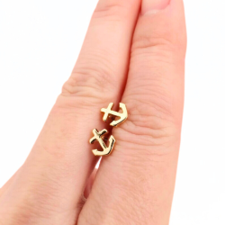 Earrings for women and men in gilded steel and fine gold in the shape of a marine anchor