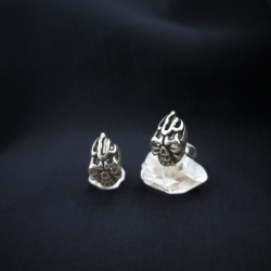 Pair of men's steel flaming demon skull biker earrings