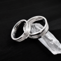 Anillo anillo fragmentado manejo hombres mujeres acero dos ranuras presentadas