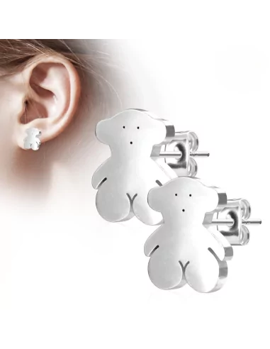 Stud earrings for women, girls, children, steel teddy bears and teddy bears