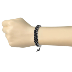 BRACELET GOURMETTE POUR HOMME EN VERITABLE CUIR ET FERMOIR ACIER 316L PROMO NEUF