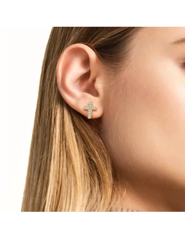 Women's earrings steel Latin cross zircons color of your choice presented