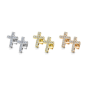 Earrings Female Steel Gold Fin Latin Latin Zircles Color Choice