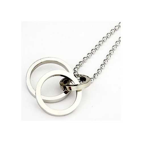 PENDENTIF HOMME FEMME ADO ACIER et 1 CHAINE TRIPLE ANNEAUX
