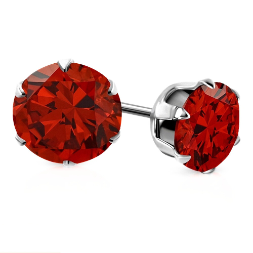 Steel earrings girl child woman man round red color