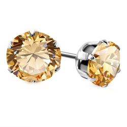 Earrings Steel Girl Child Female Men Round Color Yellow