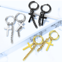 Earrings man steel cross and chain pendant color to choice presented