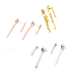 Coppia di orecchini da donna con due barrette pendenti in...