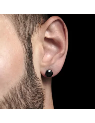 Paire de boucles d'oreilles femme homme acier zircon rouge rond 7mm