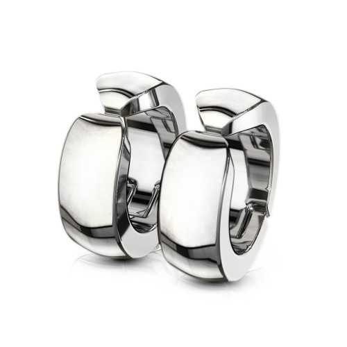 Fake pair of steel men's hoop earrings with clip