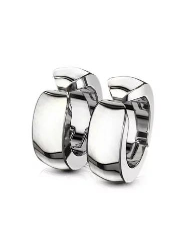 Fake pair of steel men's hoop earrings with clip