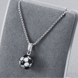 Männer Anhänger Edelstahl Sport Fußball Ball und 1 Kette