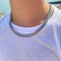 Men's tight Cuban mesh chain stainless steel width 60cm 9mm