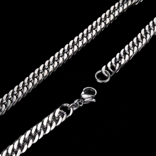 Cadena de malla cubana ajustada para hombre acero inoxidable ancho 60cm 9mm