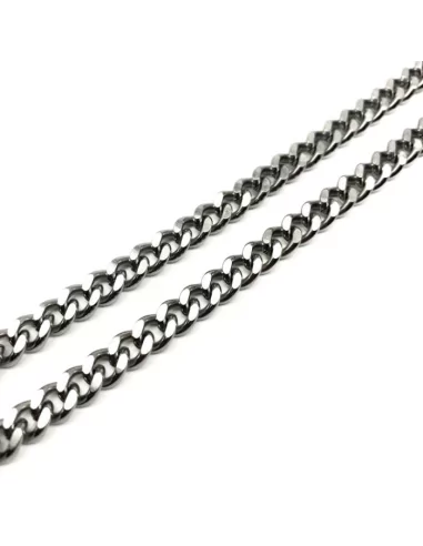 Men's blackened Cuban mesh chain stainless steel width 60cm 11mm
